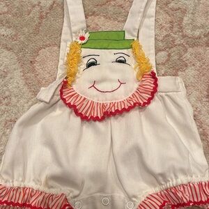 Adorable Vintage White Romper with Clown Design